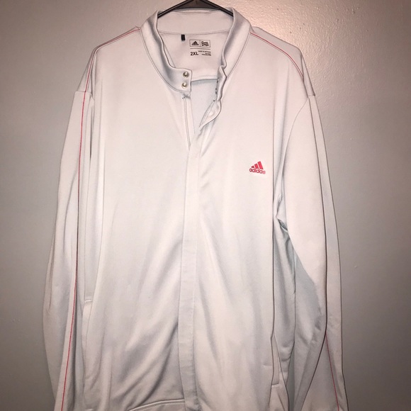 Men’s 2x Gray Adidas Jacket Soft & Thin Light Weight Red Logo - XXL - Picture 2 of 3